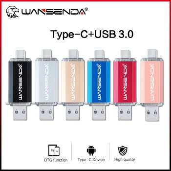 Hotsale WANSENDA พอร์ต USB แฟลชไดรฟ์ใช้การพิมพ์ C ปากกาขับรถ 512GB 256GB 128GB 64GB 32GB 16GB พอร์ต USB อยู่ 3.0 Pendrive สำหรับพิมพ์-อุปกรณ์ซี/พิวเตอร์