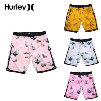 Hurley Пляжная Одежда Мужская เหมาะกับชายหาดว่างกำลังเสียเปกีฬาที่ริมทะเลนเล่นวินเซิร์ฟพิมพ์ใหญ่ขนาดกางเกงขาสั้นฉั Swimwear กับกระเป๋ายิมกางเกง