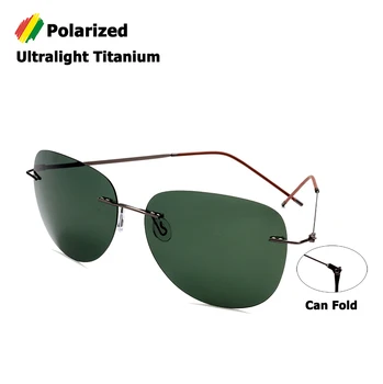 JackJad คน Ultralight ลอกไทเทเนี่ยม Polarized ส่วนพับเก็บได้ Hinge อแว่นตากันแดด Rimless บินรูปแบบแบรนด์ออกแบบอาทิตย์แว่น Oculos เดอ Sol