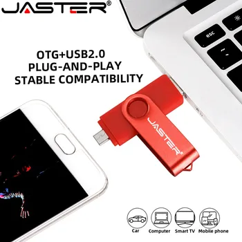 JASTER OTG พอร์ต USB 2.0 บนแฟลชไดร์ฟ Rotatable ปากกาขับรถ 4GB 8GB 16GB 32GB 64GB นายเทียบนดิสก์สร้างสรรค์ของขวัญสำหรับโครพอร์ต usb/แล็ปท็อปวามทรงจำอยู่