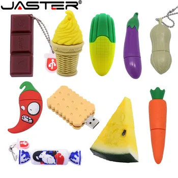 JASTER ผลไม้พอร์ต USB แฟลชไดร์ฟ 64GB กของผักปากกาขับรถช็อคโกแลตไอศกรีมเมโมรีสติ้ก(ms)แครอทชิ Pendrive 32GB Eggplant ลูกกวาด