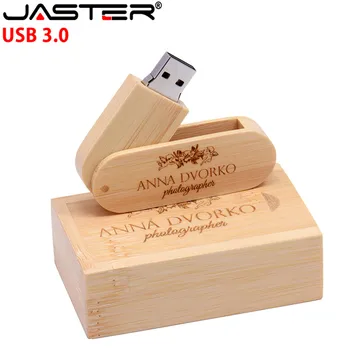 JASTER พอร์ต USB 3.0 ว่างโลโก้ที่กำหนด rotatable ไม้พอร์ต USB แฟลชไดร์ฟ Pendrive ความทรงจำเอาปากกาขับรถ 4GB 16GB 32GB 64GB พอร์ต usb creativo