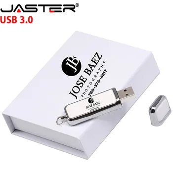 JASTER พอร์ต USB 3.0 แฟลชไดร์ฟเครื่องหนังเบารุ่น+กล่อง 4GB 8GB 16GB ปากการขับ 32GB 64GB pendrive ของขวัญออกมาหมดทุกคนแล้ 1PCS นอิสระโลโก้)