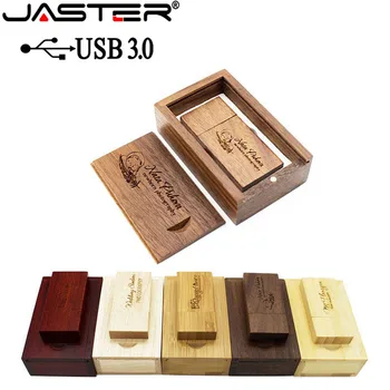 JASTER พอร์ต USB 3.0 ไม้พอร์ต usb+ไม้กล่องพอร์ต usb แฟลชไดร์ฟ pendrive 4GB 8GB 16GB 32GB 64GB งานแต่งงาน Photography ของขวัญปล่อโลโก้ที่กำหนด