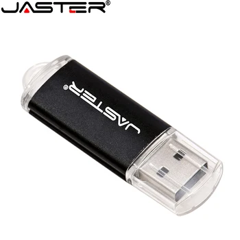 JASTER พอร์ต USB แฟลชไดรฟ์ 64GB 32GB โลหะ 16GB พอร์ต USB 2.0 บน 8GB ดำ 4GB เมโมรีสติ้ก(ms)Pendrive ว่างโลโก้ที่กำหนดกิจการของขวัญกุญแจแหวน