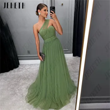 JEHETH ทันสมัยตอนเย็นชุดสีเขียวหนึ่งไหล่ Sleeveless งานพรอมชุดที่รัก vestidos เดเฟียสต้า elegantes เหนือ mujer 2023
