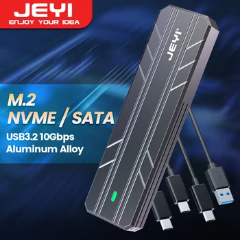 JEYI เอ็ม 2 NVME SATA SSD Enclosure,พอร์ต USB C 3.2 Am 210Gbps หรือ 6Gbps SATA M-กุญแจ(B+คัญแจ)SSD เครื่องมืออ่านคู่โพรโทคอลฮาร์ดดิสก์ของคดี