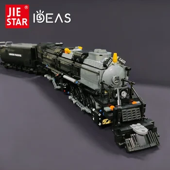 JIESTAR สร้างสรรค์ผู้เชี่ยวชาญด้านความคิด Bigboy Lecomotive ไอน้ำเดือดรถไฟ Moc Railway แสดงออกอิฐ Modular รุ่นของตึกบล็อกของเล่น 59005