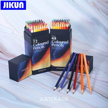 JIKUN 24/36/48/72 สี Oily สีดินสอเป็นงานศิลป์ของสีนำแปรรูปพรวู้ดวางดินสอตั้งมือวาดรูปอุปกรณ์การเรียน
