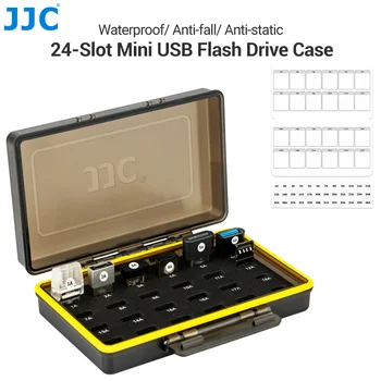 JJC 24-ตำแหน่งมินิพอร์ต USB แฟลชไดร์ฟองคดีมินิ U ดิสก์ Sotrage บั Waterproof กล่องอีวาฟองน้ำพวกต่อต้าส่งมากับป้ายหยิบสติ๊กเกอร์