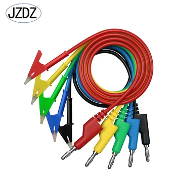 JZDZ 5pcs Multimeter ทดสอบเบาะแส 4mm กล้วยปลั๊กออกไปจระเข้คลิประแสไฟฟ้าเครื่องวัดระยะทาเคเบิลทีวีของเส้นกกระโดดสาย DIY เจ 70054-1