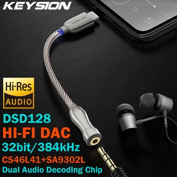 KEYSION พอร์ต USB พิมพ์ C ที่ 3.5 อืม DSD128 หวัดดี-Fi ทั้งคู่เสียงชิพตัวถอดรหัสหูฟังเครื่องขยายเสียงอะแดปเตอร์ DAC สำหรับ Android โทรศัพท์หน้าต่าง 10 แมค