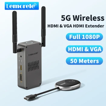 Lemorele 50 มิเตอร์เครือข่ายไร้สาย HDMI เครื่องส่งสัญญาผู้รับ 4K แสดง Dongle คิททีวีอยู่ Extender AV อะแดปเตอร์สำหรับแลปท็อปติดตาม