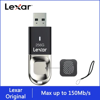 Lexar F35 อยนิ้วมือปลดล็อค Pendrive 64GB 3.0 พอร์ต USB แฟลชไดร์ฟ 128GB นายเทียบนดิสก์ 32GB 256GB ปากกาขับรถเหล็กเข้ารหัสปกป้องสำหรับพิวเตอร์