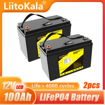 LiitoKala LifePo4 แบตเตอรีเก็บของ 12.8 วี 100AH DIY 24V 36V Name แคลเซียมคาร์บอเนตลิเธียมเหล็ก Phosphate นแสงอาทิตย์มือถือเครื่องมือกับ BMS สร้างใน