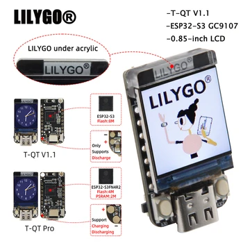 LILYGO®T-QT มืออาชีพ ESP32-S3 GC91070.85 นิ้ว LCD แสดงศูนย์ควบคุม kde ในโมดูลการพัฒนากระดา WIFI บลูทูธเต็มสี 128*128 องจอภาพ