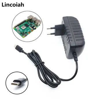 Lincoiah พลังงานป้อนถชาร์จเจอร์ซี/ดีซีอะแดปเตอร์ 5V 3A PSU พอร์ต USB พิมพ์ C 5 วี Volt 3000mA สำหรับ Raspberry Pi 4 นางแบบบี 1GB 2GB 4GB คิท
