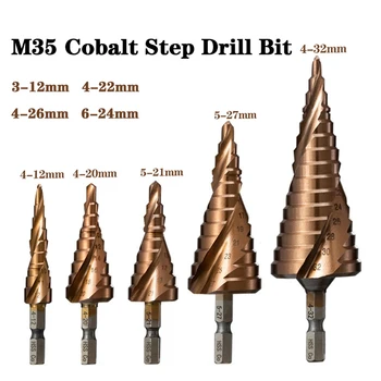 M355%โคบอลก้าวรซ้อมหน่อ HSS-เพื่อนร่วมโคนเลขฐานสิบห Shank โลหะว่าเครื่องมือซ่อนตัดต่อ 3-12/4-12/4-20/4-22/4-32/4-26/5-21/5-27/6-24mm