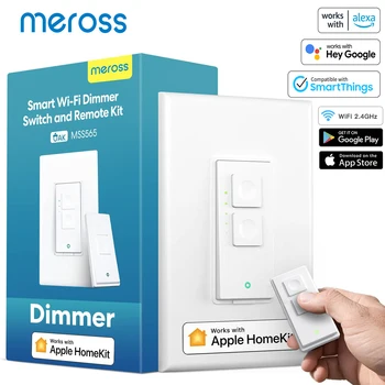 meross ฉลาด Dimmer สลับกับระยะไกล WiFi เดียวเสาไฟ Switches สำหรับ Dimmable เจ้าทำงาน HomeKit อเล็กซา SmartThings ของกูเกิ้ล