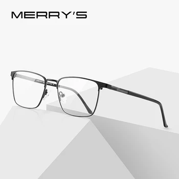 MERRYS ออกแบบความหรูหราไม่ได้แล้วหลอกไทเทเนี่ยม Alloy อร์กระจกสะท้อนความจริงแว่นคน Ultralight ตา Myopia ใบสั่งยา Eyeglasses S2039