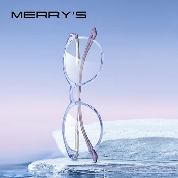 MERRYS ออกแบบผู้หญิงเหล้าองุ่นสนามรูปไข่เลยแว่นตากรอบ TR90 Eyewear กระจกสะท้อนความจริงกรอบใบสั่งยาแก้วเปลี่ยนภาพเป็น Eyewear S2970