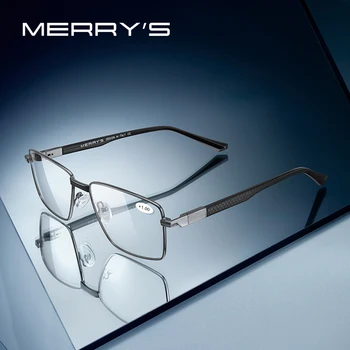MERRYS ออกแบบหรูหราชาอ่านแว่นธุรกิจคนอ่านสีฟ้าแสงสว่างการปิดกั้นต่อต้าน Reflective องการพูดทับถมตัวเอแว่น S2358FLH