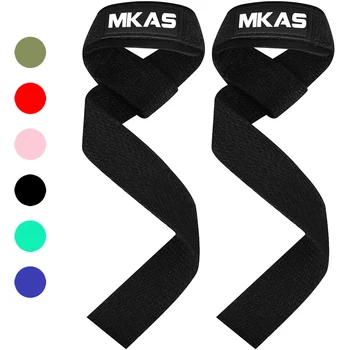 MKAS 1 คู่ยิมเดียวอย่าง Straps Fitness ถุงมือต่อต้านสอดมือของลุข้อมือ Straps สนับสนุนสำหรับน้ำหนักเดียวอย่าง Powerlifting การฝึก