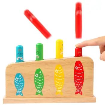 Montessori ไม้ย่อแบบป๊อปอับของเล่นอันดักฟังเด้งอยู่ก่อนการศึกษาของเล่นสำหรับ Toddlers ลูกใช้เครื่องยนต์การฝึกของเล่นเกมส์