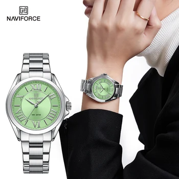 NAVIFORCE ผู้หญิงง่ายอย่างแฟชั่นดู Waterproof ผู้หญิง Wathches ควอทซ์เหล็กสร้อยข้อมือมีเสน่ห์หญิง Wristwatches Reloj Mujer
