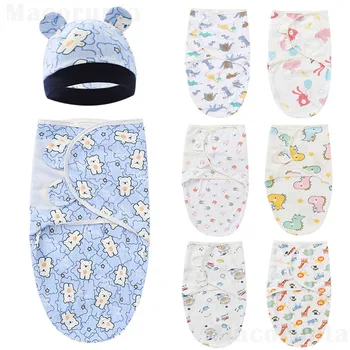Newborn ค็อตตอน Waddle ห่อหมวกเด็กได้รับผ้าห่มขึ้นเตียงกับอันน่ารักกลายเป็นทารกถุงนอนสำหรับ 0-6 เดือนลูกเครื่องประดับ