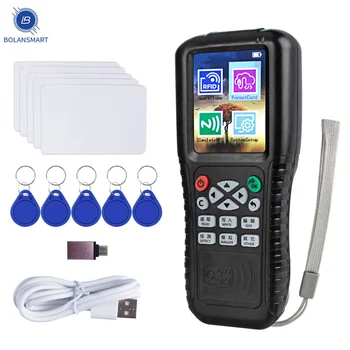 NFC ฉลาดบัตรเครื่องมืออ่านนักเขียน RFID Copier 125KHz 13.56 เมกะเฮิรตซ์พอร์ต USB Fob โปรแกรมเมอร์คัดลอกเข้ารหัสกุญแจกับเสียงออกอากาศ X100