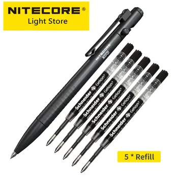 Nitecore NTP31 CNC สองทิศทางฟ้าอุปกรณ์ทางเทคนิคการกระทำปากกาป้องกันตัวเอ Ballpoint ปากกา+หลอดทังสเตนเหล็กกล้าเนื้อ Tapered อีกแก้ว Breaker