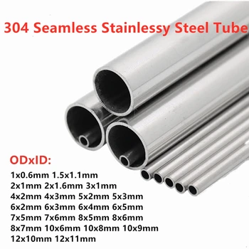 OD1/1.5/2/3/5/6/7/8/10/12mm 304Seamless Stainlessy SteelTube ยะ 50~500mm ร Capillary Seamless ตรงสอดท่อ