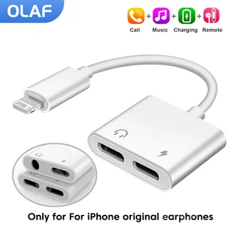 Olaf 2 ใน 1 เสียง OTG อะแดปเตอร์ทั้งคู่องของการให้แสง 3.5 อืมต้อง IOS หูฟัง Adapters สำหรับ iphone 13141211 มืออาชีพมินิ XR 8 เสียงองตัวแบ่