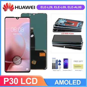 OLED P30 หน้าจอแผงควบกับรอยนิ้วมือสำหรับ Huawei P30 ELE-L29 ELE-L09 ELE-L04 LCD แสดง+แตะต้องจอภาพ Digitizer อร้องต่อที่ประชุมในคี