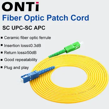 ONTi 1-10pcs SC APC จะ SC UPC พิมพ์หน้าเดียว 2.0 บนอืม PVC เดียวโหมดไฟเบอร์ปะฉายบนเคเบิลอกกระโดดไฟเบอร์เหนียวพิเศษแก้ไขสันหลัง fibra optica