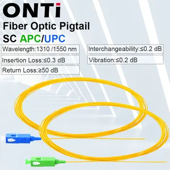 ONTi 20/50/100/200PCS/มา SC APC/UPC นไฟเบอ Pigtail พิมพ์หน้าเดียว 9/1251M เดียวโหมดเครื่องข่ายใยแก้ Pigtail 0.9 อืม
