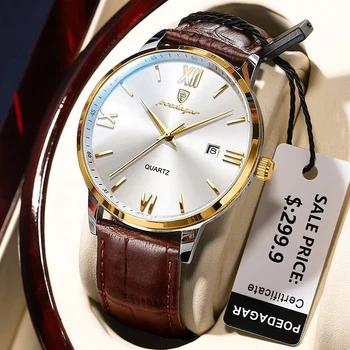 POEDAGAR Ultra บางชายนาฬิกาแบรนด์แฟชั่น Waterproof บ Luminous ควอทซ์ Wristwatch วามหรูหราองธุรกิจแบบเครื่องหนังนาฬิกา 2023