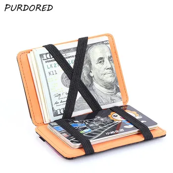 PURDORED 1 พิวเตอร์เวทมนตร์ RFID การ์ดโฮล์เดอร์ PU เครื่องหนังคนบัตรเครดิตบังธุรกิจหมายเลขบัตรกระเป๋าคุมข้อมูลคดีเพื่อปกป้องไพ่ Tarjetero