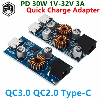 QC3.0 QC2.0 ดับเบิ้ลแบบ USB ประเภท-C โทรศัพท์เคลื่อนที่เร็วตั้งข้อหาอะแดปเตอร์ DC7.1V-32V 3A 30W ก้าวลงศูนย์ควบคุม kde ในโมดูลสำหรับ Huawei SCP/FCP แอปเปิ้ลกรมตำรว