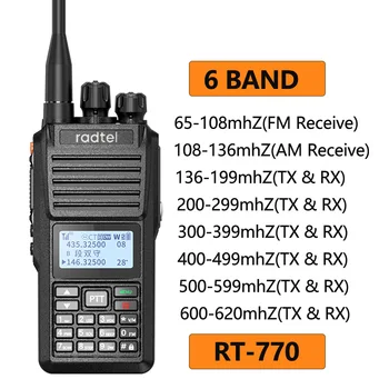 Radtel RT-770 เต็มวงดนตรีวิทยุสมัครเล่ 136-620Mhz กบินได้รับความถี่น FM แบบเคลื่อนย้ายได้สองทางวิทยุสถานี UHF VHF Transceiver