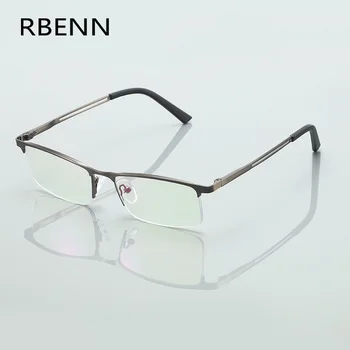 RBENN ใหม่แสงสีน้ำเงินจอดปิดทางแว่นตาอ่านสำหรับคนโลหะครึ่งหนึ่งสี่เหลี่ยมรอบ Eyeglasses ต่อต้าน Eyestrain คอมพิวเตอร์เครื่องอ่าน+1.5