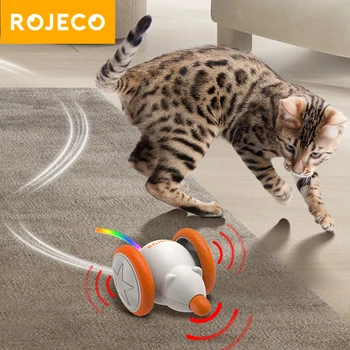 ROJECO อัตโนมัติของแมวของเล่นแบบโต้ตอบสัตว์เลี้ยงฉลาดของเมาส์องเล่นสำหรับแมวตัว Teaser นำ Name หนู Indoor ของเล่นสำหรับแมวตัวเครื่องประดับ