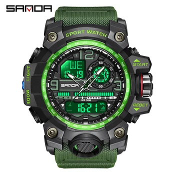 SANDA G รูปแบบใหม่คนดูอีก 50 เมตร Waterproof กีฬาทหารควอทซ์ระวังสำหรับผู้ชายอิเล็กตรอนดิจิตอล Wristwatch Reloj เดอ Hombre