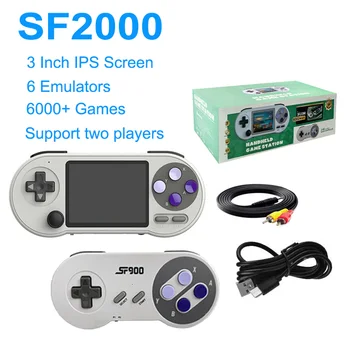 SF2000 Handheld เกมส์คอนโซลวิดีโอเกมส์ 16G 6000 เกมส์กัน 3 นิ้วมินิแบบเคลื่อนย้ายได้เรโทรคอนโซล Emulator สนับสนุนเครือข่ายไร้สาย Controller