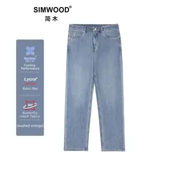 SIMWOOD 2023 หน้าร้อนใหม่ข 9.5 ออซเบาเปิดโครงสร้างกางเกงยีนส์ผู้ชายทางใจเย็นการแสดง Denim ธรรมดาตรกางเกง
