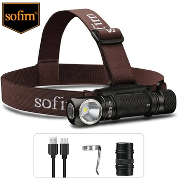 Sofirn SP40 นำ Headlamp XPL 1200lm 18650 พอร์ต USB Name Headlight 18350 ไฟฉายกับพลังงานแสดงตำแหน่งค่าแสงมืดจัดหางวลสลิงค์เราจะเอานายลง