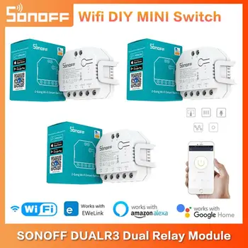 SONOFF DUALR3/R3 ย่อแค่มินิ WiFi ฉลาดเปลี่ยน 2 องแก๊งค์คู่อส่งศูนย์ควบคุม kde ในโมดูลกับพลังงาน Metering ผ่านทาง eWeLink ควบคุมอเล็กซากลับบ้านของกูเกิ้ล