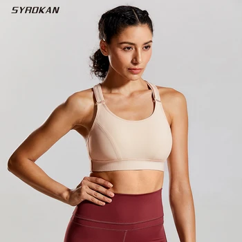SYROKAN กีฬาทรงเป็นผู้หญิงชุดยูนิฟอร์มต่างหน้า Adjustable ไม่มีเครื่องดักฟังสูงกระทบแรงสนับสนุนเต็มอีกอย่างขนาด Wirefree โรงยิม