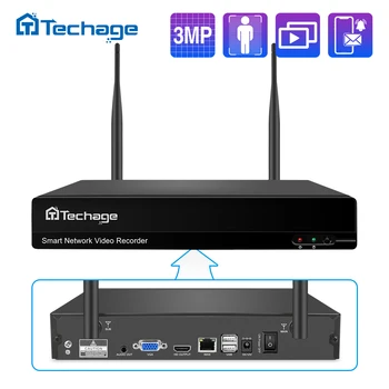 Techage 10CH เอช 2653MP เครือข่ายไร้สาย NVR องมนุษย์การตรวจสอบ Wifi ล้องวงจรปิดกล้องของระบบ P2P IP ของกล้องเครือข่าย WiFi IP ของ NVR สำหรับ Eseecloud แอ๊ป